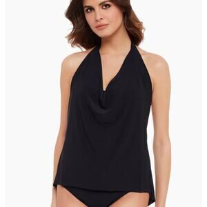 Magicsuit Sophie Black Tankini Halter Swim Built in Bra 18W NWT $132 TOP ONLY